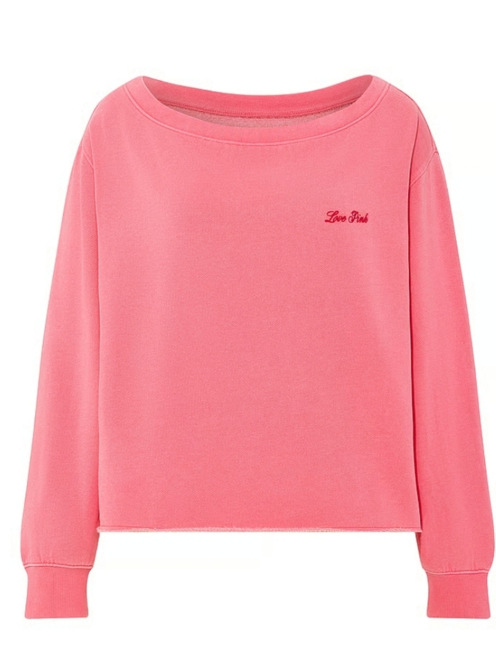PINK Victoria's Secret Campus Fleece Rib Off The Shoulder Sweatshirt